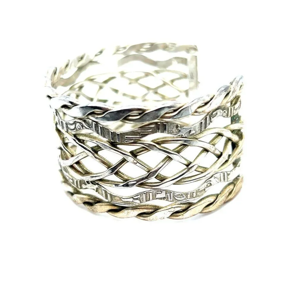 Thick Silver 925 Basket Braid‎ Design Cuff
